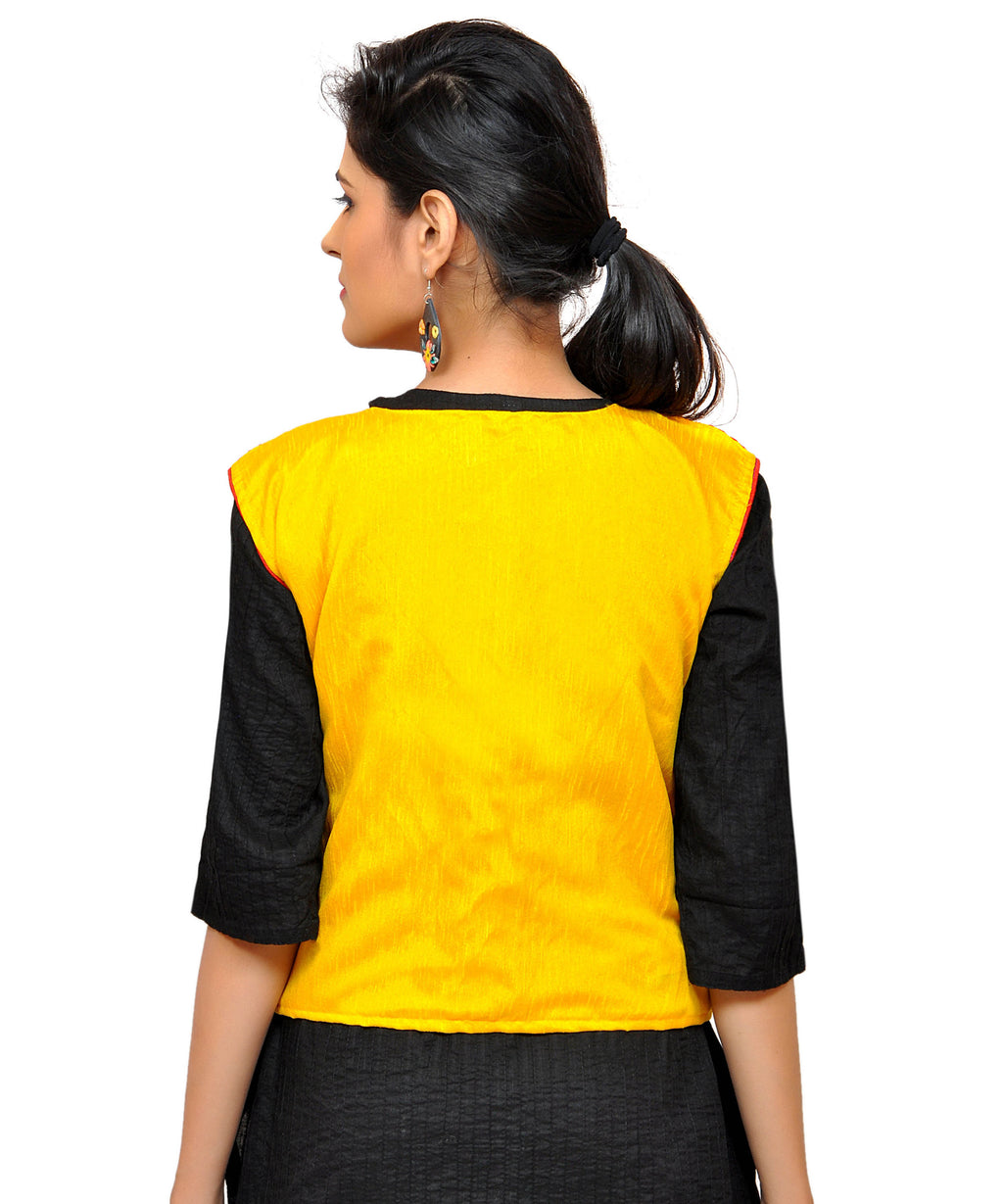 Dupion Silk Kutchi Embroidered Waist Length Jacket/Koti/Shrug (Chakkar) - MJK-CKKR05
