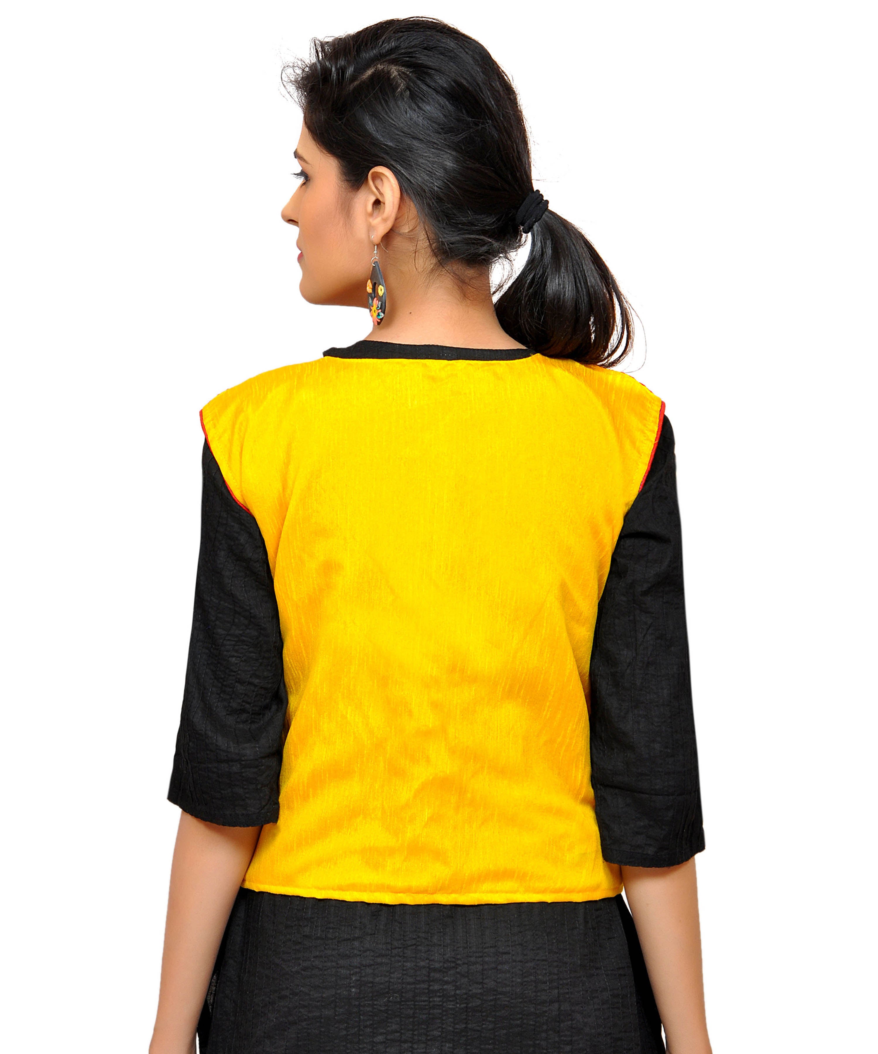 Dupion Silk Kutchi Embroidered Waist Length Jacket/Koti/Shrug (Chakkar) - MJK-CKKR05