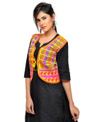Dupion Silk Kutchi Embroidered Waist Length Jacket/Koti/Shrug (Chakkar) - MJK-CKKR05