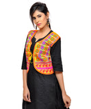 Dupion Silk Kutchi Embroidered Waist Length Jacket/Koti/Shrug (Chakkar) - MJK-CKKR05