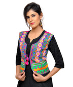 Dupion Silk Kutchi Embroidered Waist Length Jacket/Koti/Shrug (Chakkar) - MJK-CKKR06