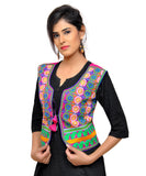 Dupion Silk Kutchi Embroidered Waist Length Jacket/Koti/Shrug (Chakkar) - MJK-CKKR06
