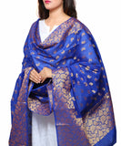 Banarasi Kora Silk Mango Butti Dupatta- Blue