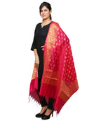 Banarasi Kora Silk Mango Butti Dupatta- Pink