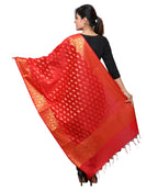 Banarasi Kora Silk Mango Butti Dupatta- Red