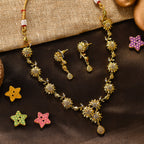 Charms Designer Gold Plated Jewellery Set with Earrings for Women/Girls (NECK-13)