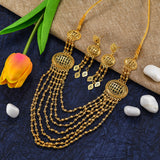 Charms Traditional Look Gold Plated Jewellery Set Necklace with Earrings for Women (NECK-25)