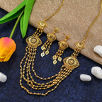 Charms Gold Plated Traditional Layered Jewellery Sets for Women (NECK-24)