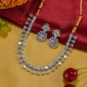 Charms Sparkling AD Jewellery Set with Earrings for Women/Girls (NECK-37)