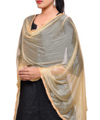 Net Lycra Plain Dupatta_Beige