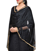 Net Lycra Plain Dupatta_Black