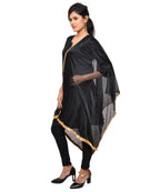 Net Lycra Plain Dupatta_Black
