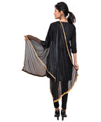 Net Lycra Plain Dupatta_Black