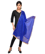 Net Lycra Plain Dupatta_Blue