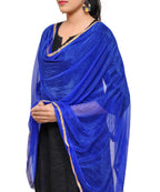 Net Lycra Plain Dupatta_Blue