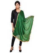 Net Lycra Plain Dupatta_Dark Green