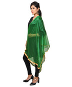 Net Lycra Plain Dupatta_Dark Green