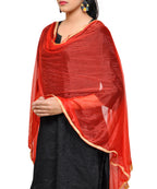 Net Lycra Plain Dupatta_Red