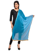 Net Lycra Plain Dupatta_Turquoise
