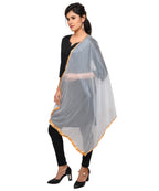 Net Lycra Plain Dupatta_White