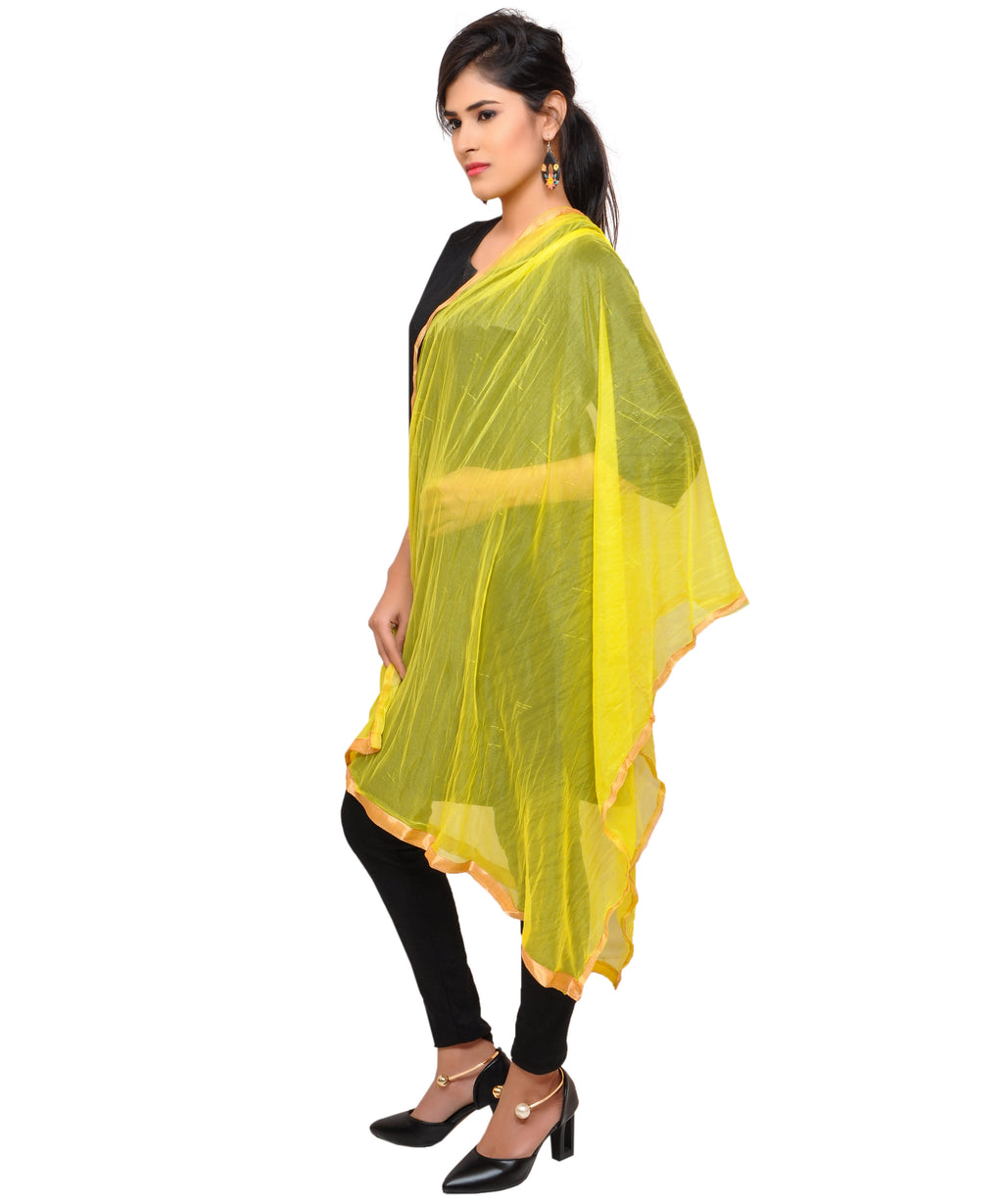 Net Lycra Plain Dupatta_Yellow