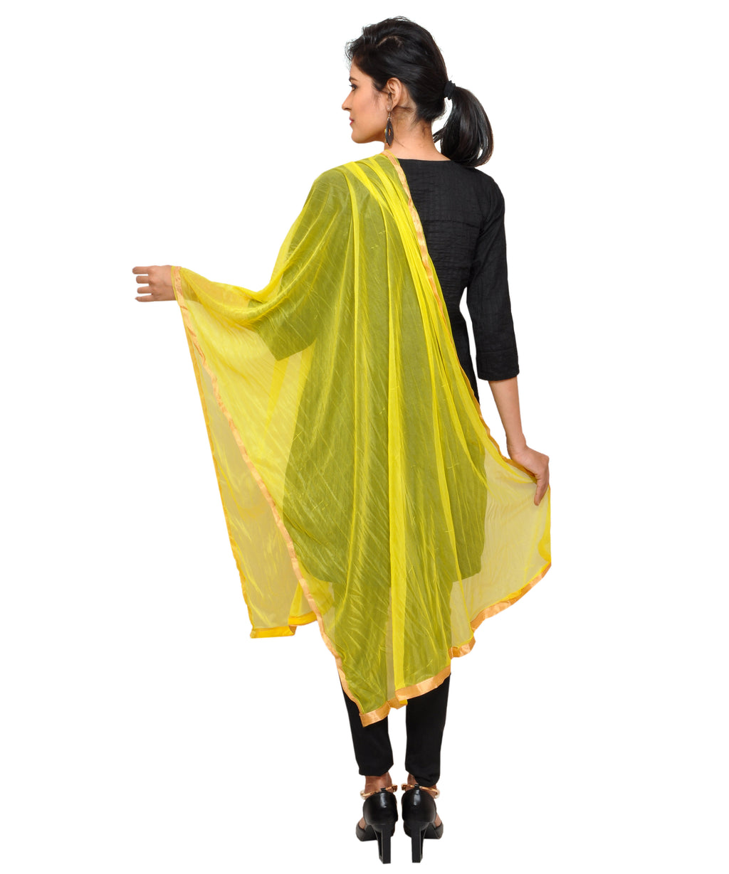 Net Lycra Plain Dupatta_Yellow