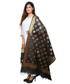 Banarasi Kora Silk Polka Dot Butti Dupatta-Black