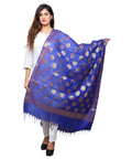 Banarasi Kora Silk Polka Dot Butti Dupatta- Blue