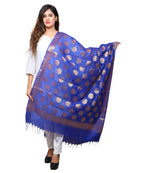 Banarasi Kora Silk Polka Dot Butti Dupatta- Blue