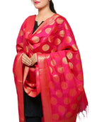 Banarasi Kora Silk Polka Dot Butti Dupatta- Pink