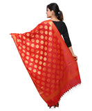 Banarasi Kora Silk Polka Dot Butti Dupatta- Red
