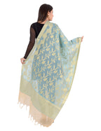Banarasi Kora Silk Zari Dupatta - Rani-Blue