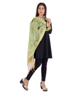 Banarasi Kora Silk Zari Dupatta - Rani-Green