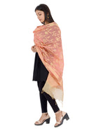 Banarasi Kora Silk Zari Dupatta - Rani-Orange