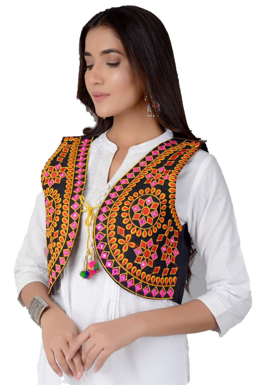 Cotton Kutchi Embroidered Short Jacket/Koti/Shrug (REG-103)