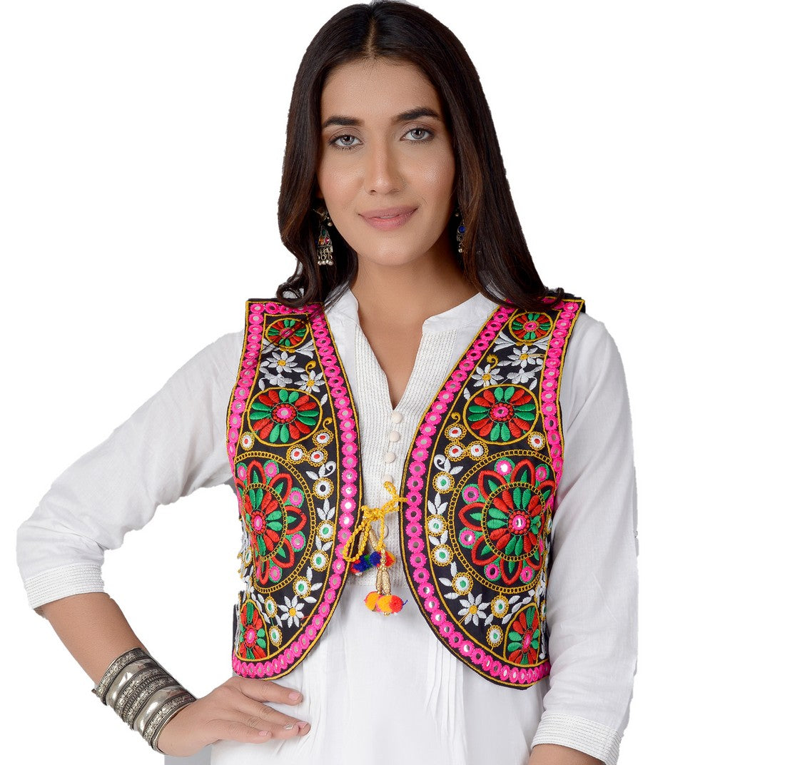 Cotton Kutchi Embroidered Short Jacket/Koti/Shrug (REG-106)