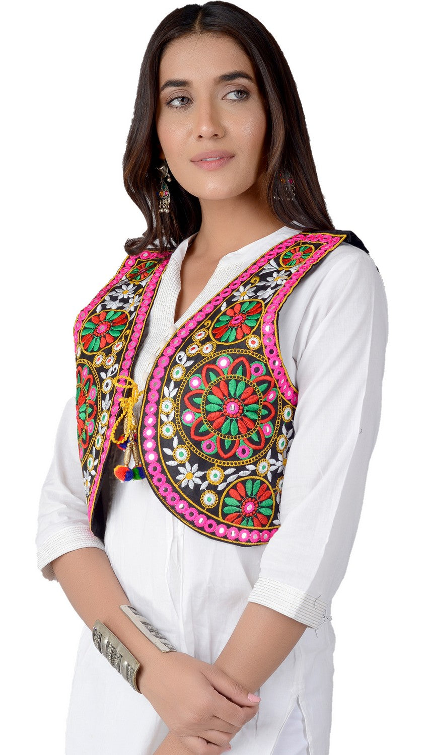 Cotton Kutchi Embroidered Short Jacket/Koti/Shrug (REG-106)
