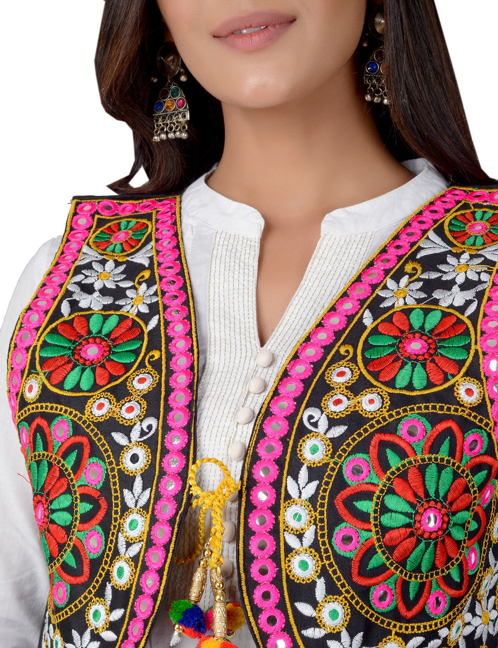 Cotton Kutchi Embroidered Short Jacket/Koti/Shrug (REG-106)