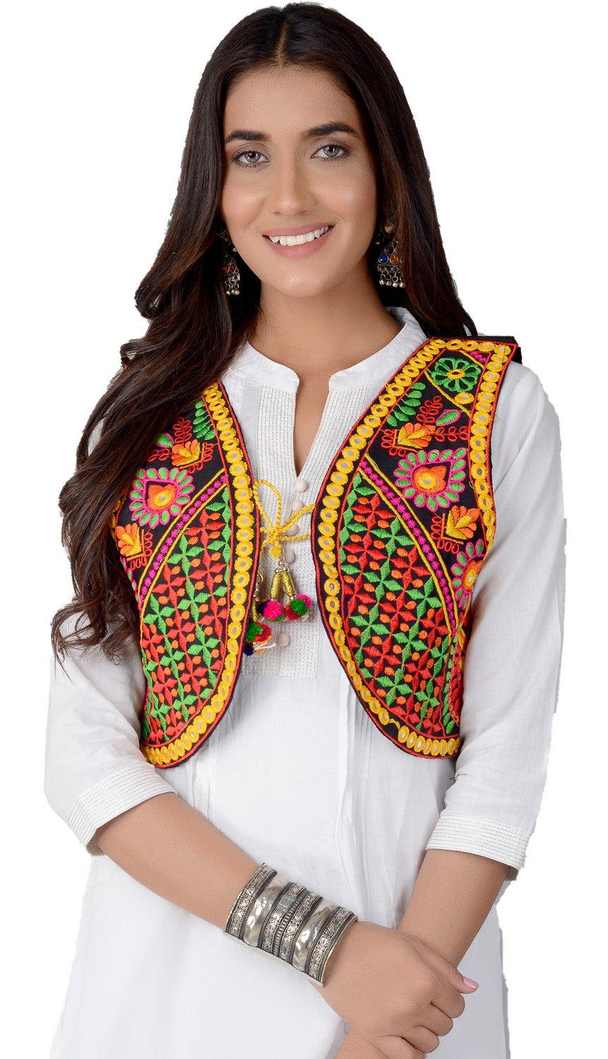 Cotton Kutchi Embroidered Short Jacket/Koti/Shrug (REG-108)