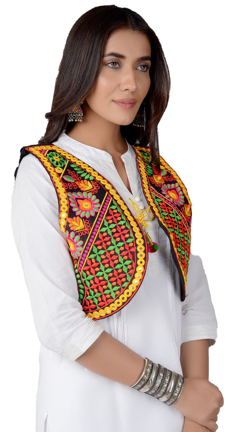 Cotton Kutchi Embroidered Short Jacket/Koti/Shrug (REG-108)