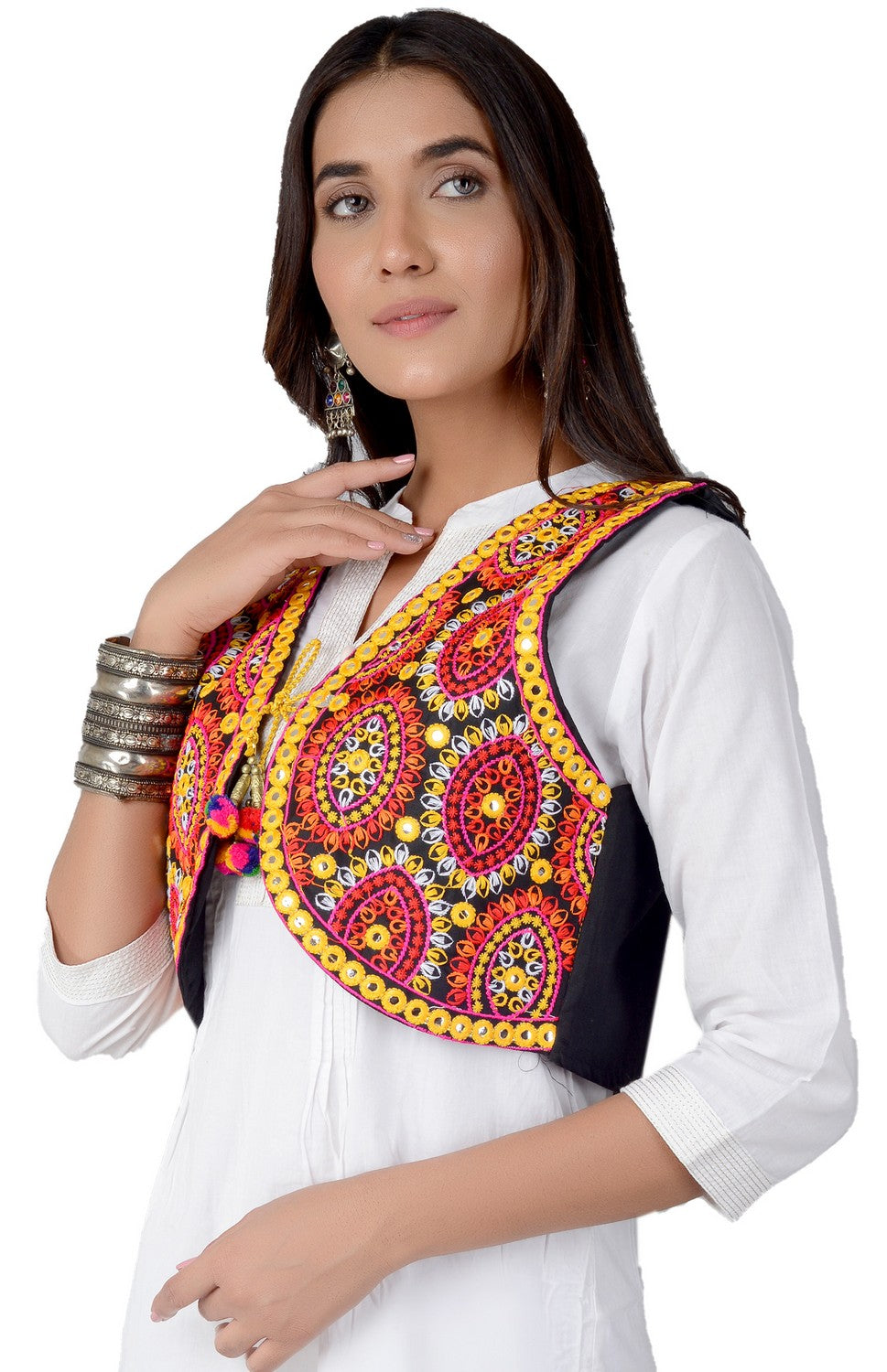 Cotton Kutchi Embroidered Short Jacket/Koti/Shrug (REG-109)