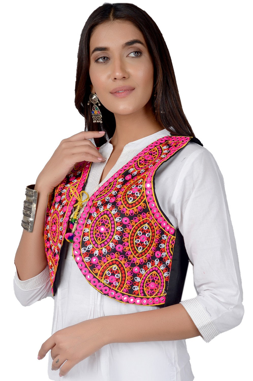 Cotton Kutchi Embroidered Short Jacket/Koti/Shrug (REG-110)