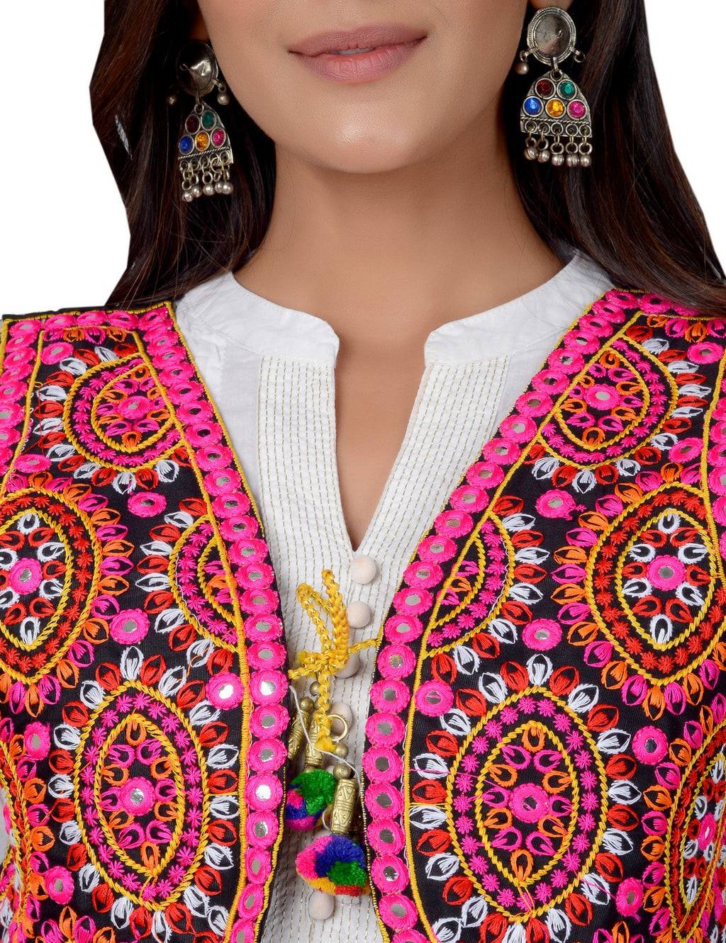 Cotton Kutchi Embroidered Short Jacket/Koti/Shrug (REG-110)