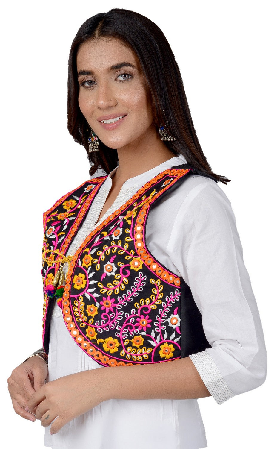Cotton Kutchi Embroidered Short Jacket/Koti/Shrug (REG-111)