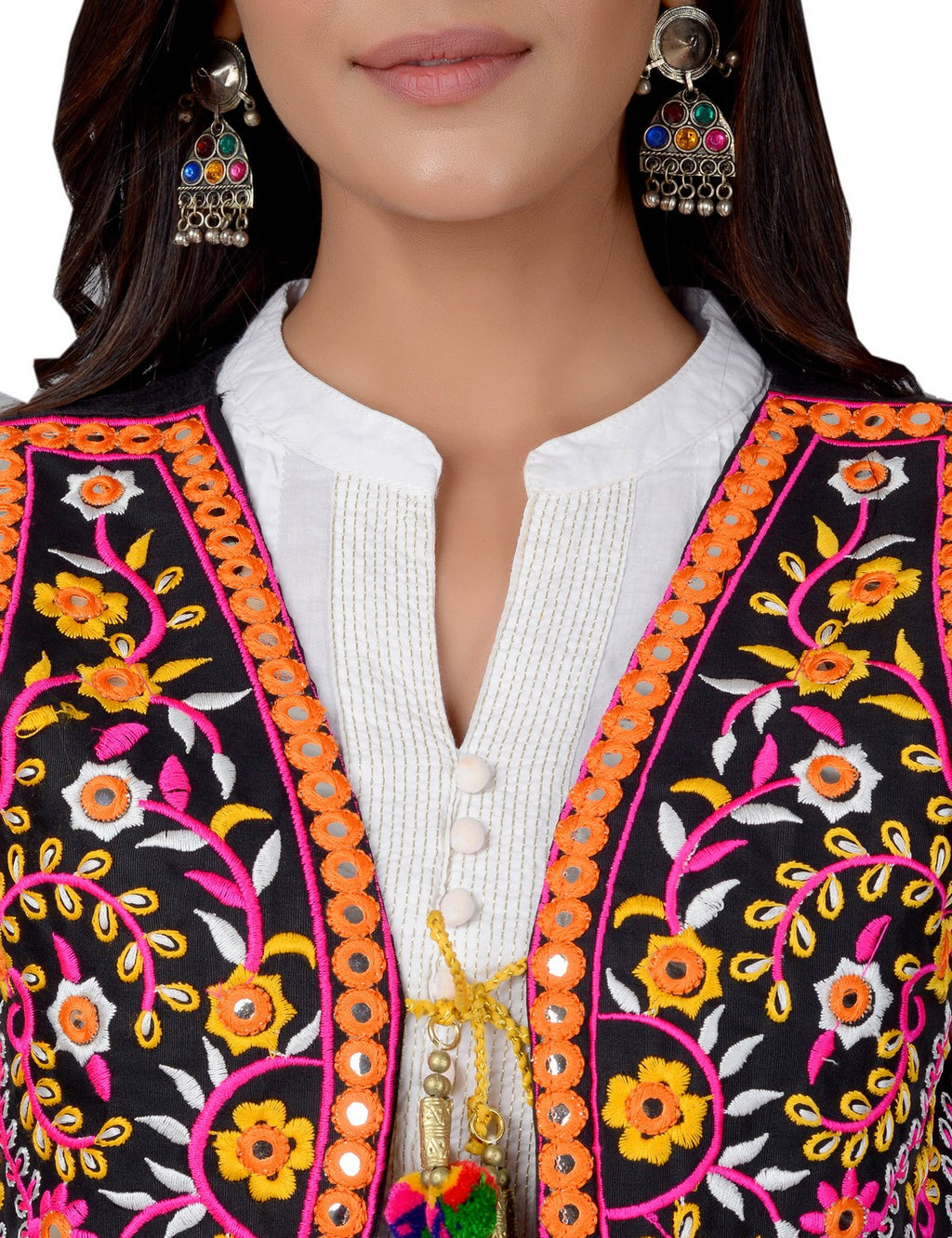 Cotton Kutchi Embroidered Short Jacket/Koti/Shrug (REG-111)