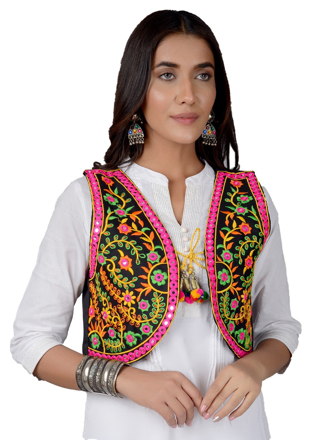 Cotton Kutchi Embroidered Short Jacket/Koti/Shrug (REG-112)