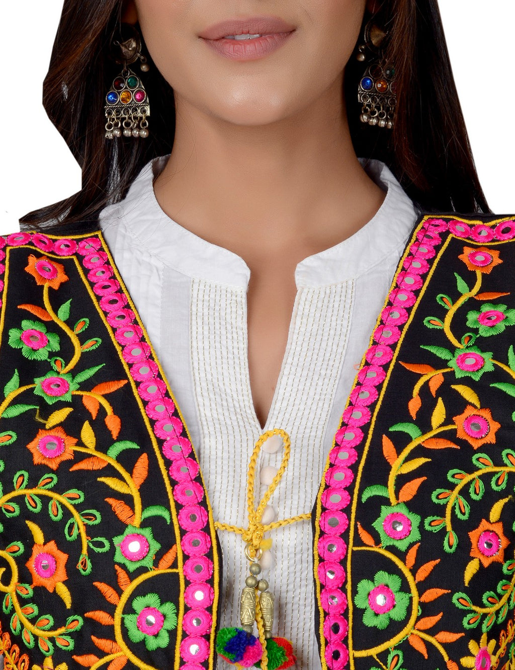 Cotton Kutchi Embroidered Short Jacket/Koti/Shrug (REG-112)