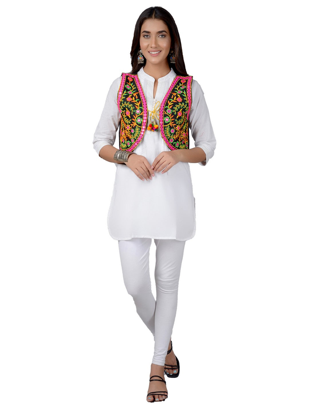 Cotton Kutchi Embroidered Short Jacket/Koti/Shrug (REG-112)
