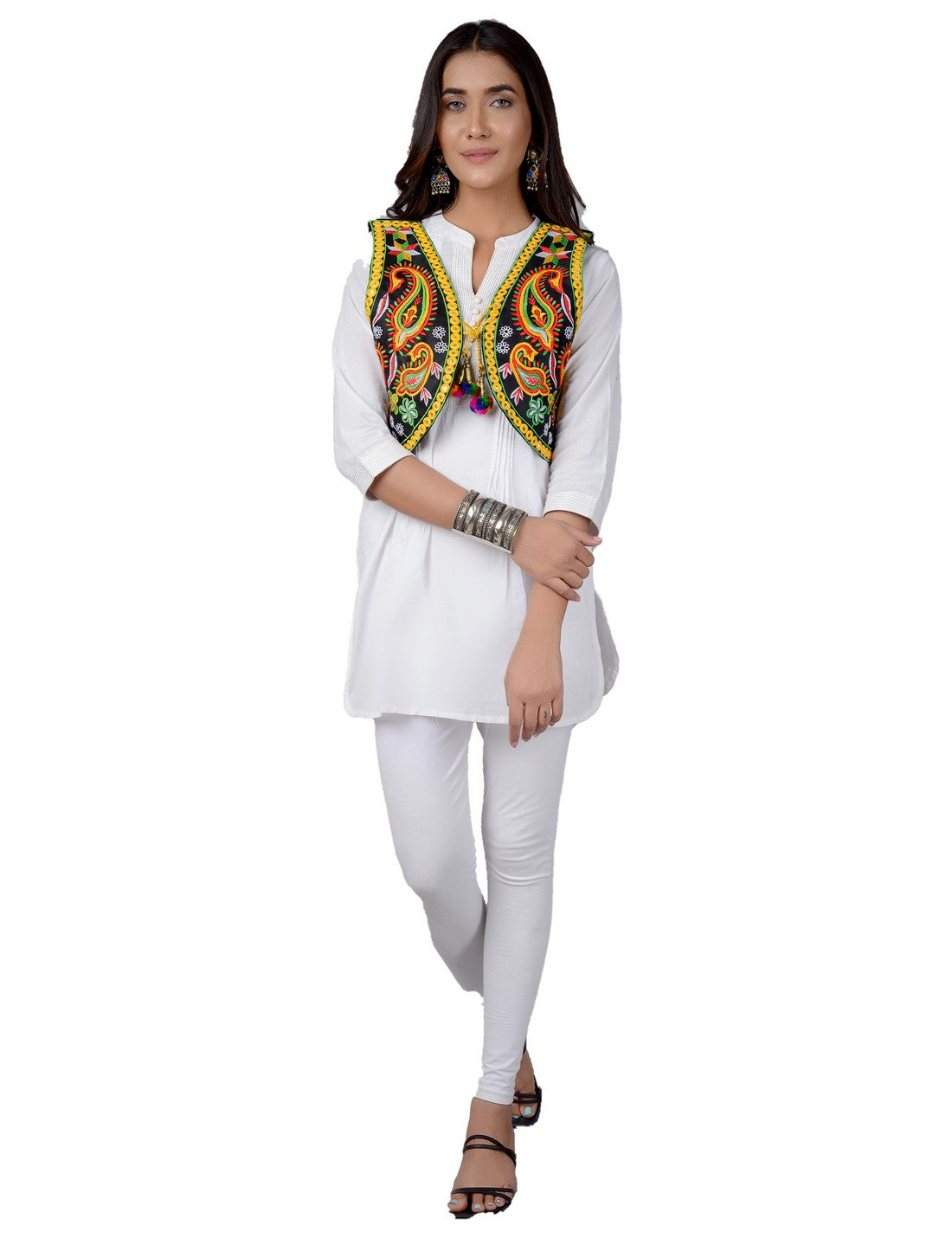 Cotton Kutchi Embroidered Short Jacket/Koti/Shrug (REG-113)