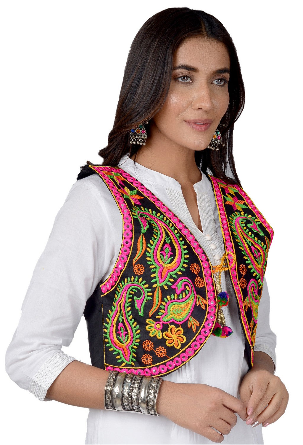 Cotton Kutchi Embroidered Short Jacket/Koti/Shrug (REG-114)